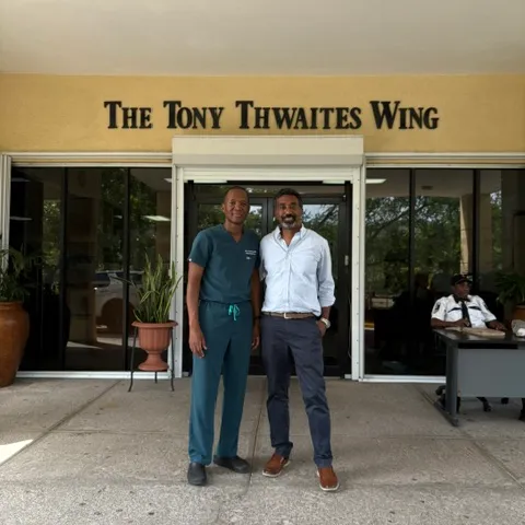 CaribHealth Foundation volunteers at the Tony Thwaites Wing, University Hospital of the West Indies, Kingston, Jamaica