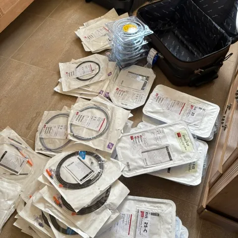 Endoscopy supplies and accessories prepared for donation and delivery